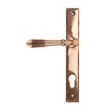 This is an image of From The Anvil - Polished Bronze Reeded Slimline Lever Espag. Lock available to order from T.H Wiggans Architectural Ironmongery in Kendal, quick delivery and discounted prices.