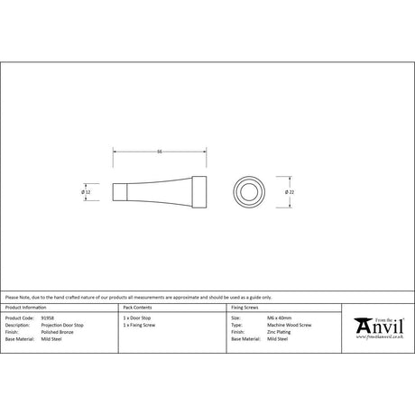 This is an image showing From The Anvil - Polished Bronze Projection Door Stop available from trade door handles, quick delivery and discounted prices