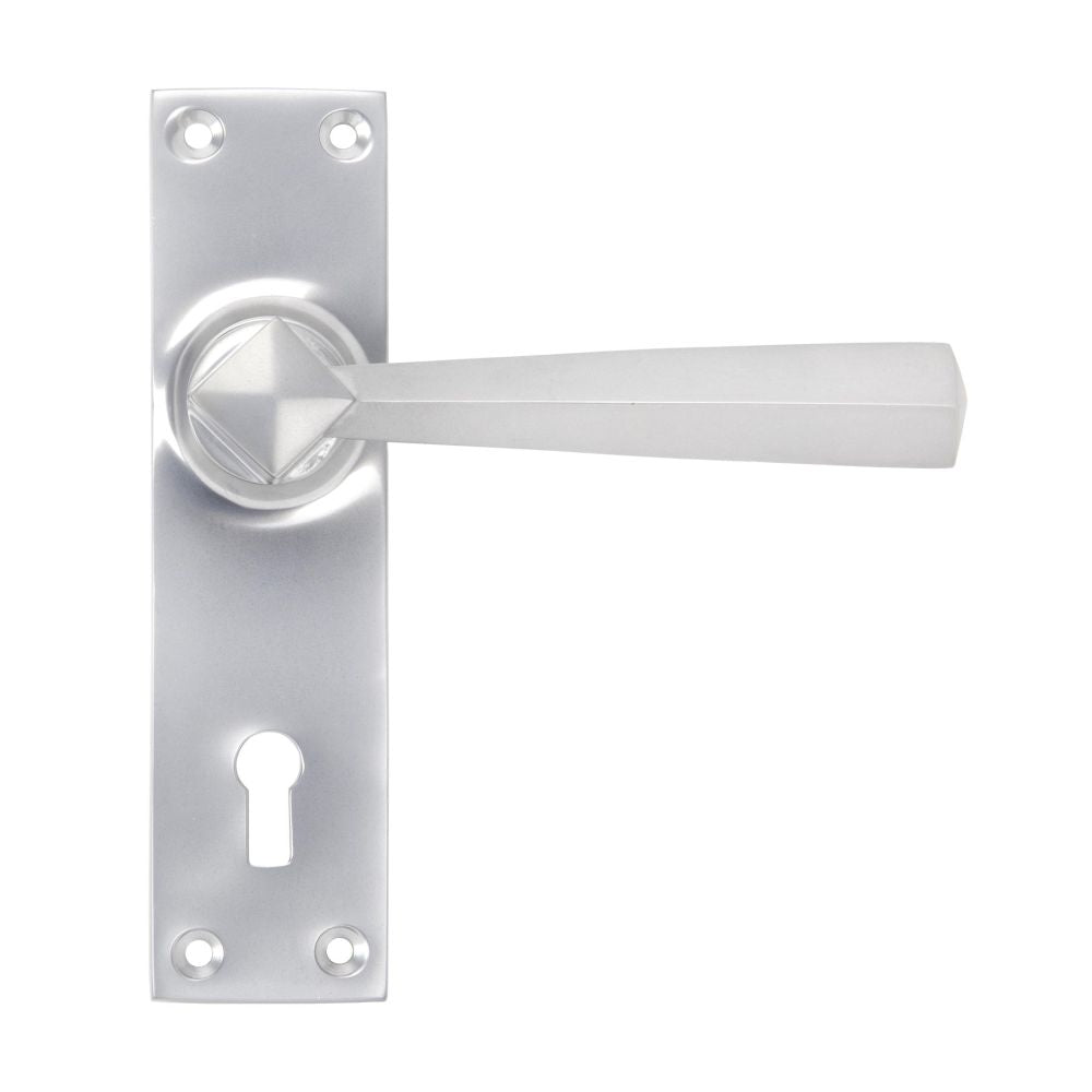 This is an image of From The Anvil - Satin Chrome Straight Lever Lock Set available to order from T.H Wiggans Architectural Ironmongery in Kendal, quick delivery and discounted prices.