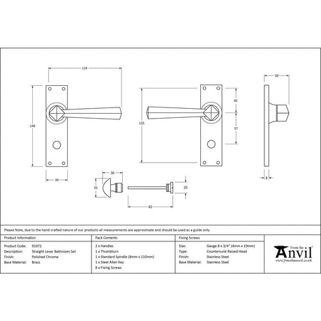 This is an image showing From The Anvil - Polished Chrome Straight Lever Bathroom Set available from trade door handles, quick delivery and discounted prices