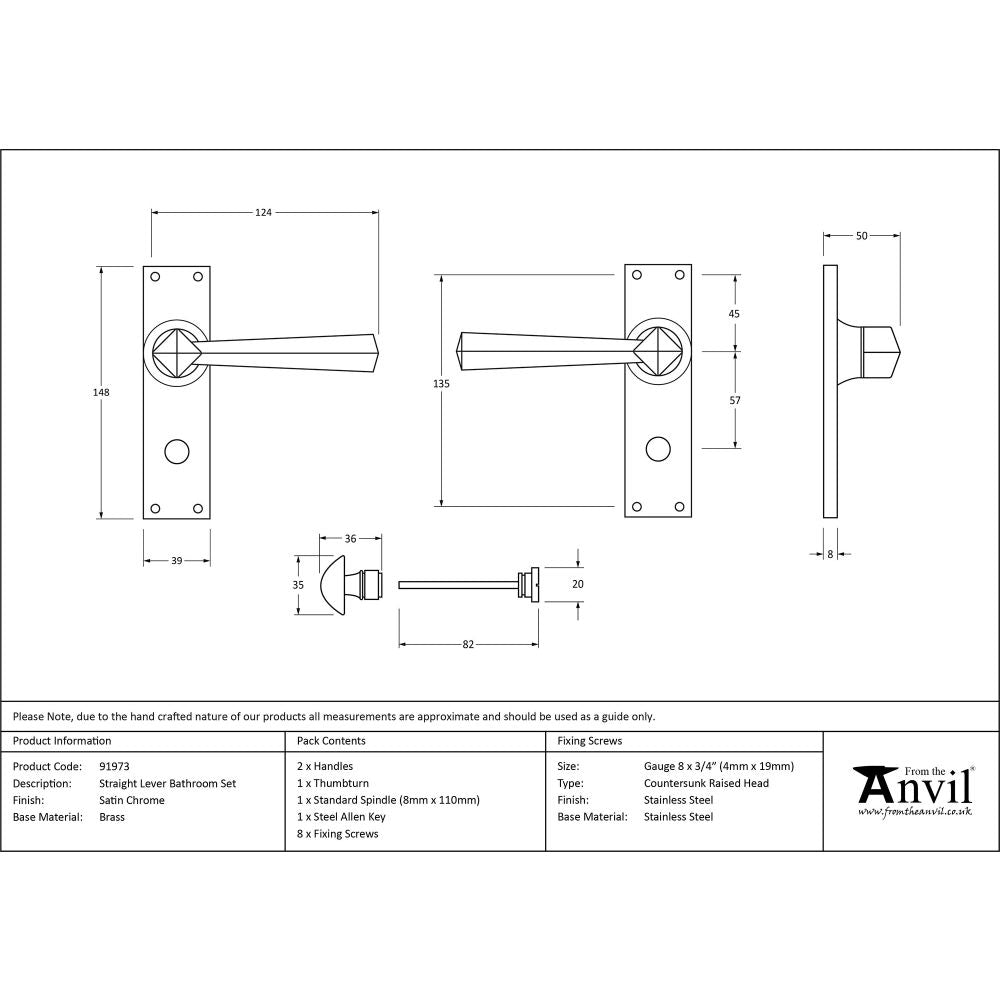 This is an image showing From The Anvil - Satin Chrome Straight Lever Bathroom Set available from trade door handles, quick delivery and discounted prices