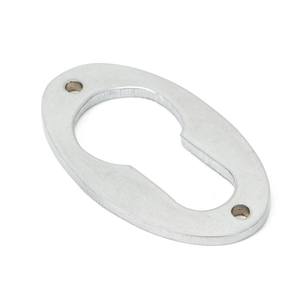 This is an image of From The Anvil - Satin Chrome Oval Euro Escutcheon available to order from T.H Wiggans Architectural Ironmongery in Kendal, quick delivery and discounted prices.