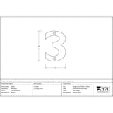 This is an image showing From The Anvil - Polished Bronze Numeral 3 available from trade door handles, quick delivery and discounted prices