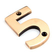 This is an image of From The Anvil - Polished Bronze Numeral 5 available to order from T.H Wiggans Architectural Ironmongery in Kendal, quick delivery and discounted prices.
