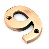 This is an image of From The Anvil - Polished Bronze Numeral 9 available to order from T.H Wiggans Architectural Ironmongery in Kendal, quick delivery and discounted prices.
