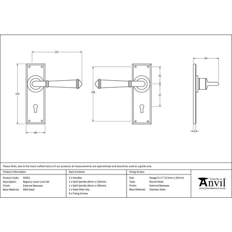 This is an image showing From The Anvil - External Beeswax Regency Lever Lock Set available from trade door handles, quick delivery and discounted prices