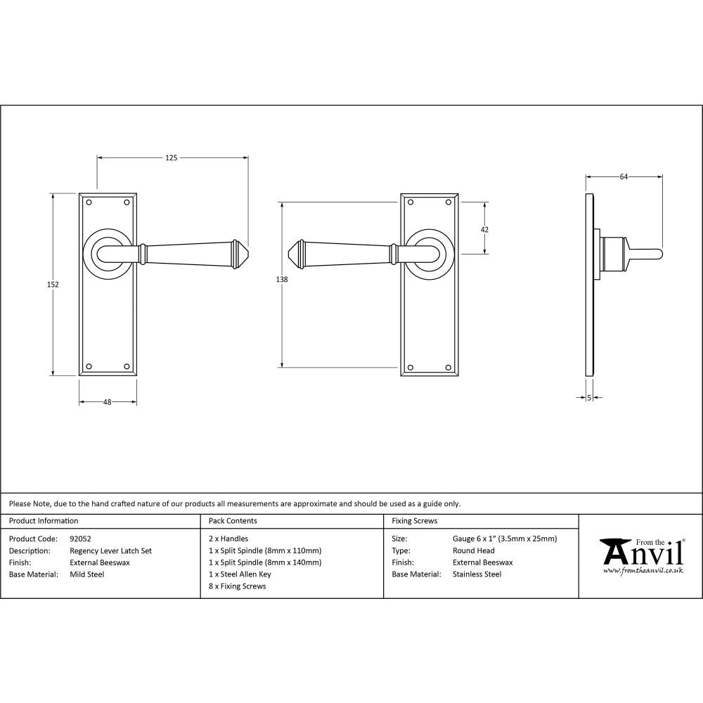 This is an image showing From The Anvil - External Beeswax Regency Lever Latch Set available from trade door handles, quick delivery and discounted prices