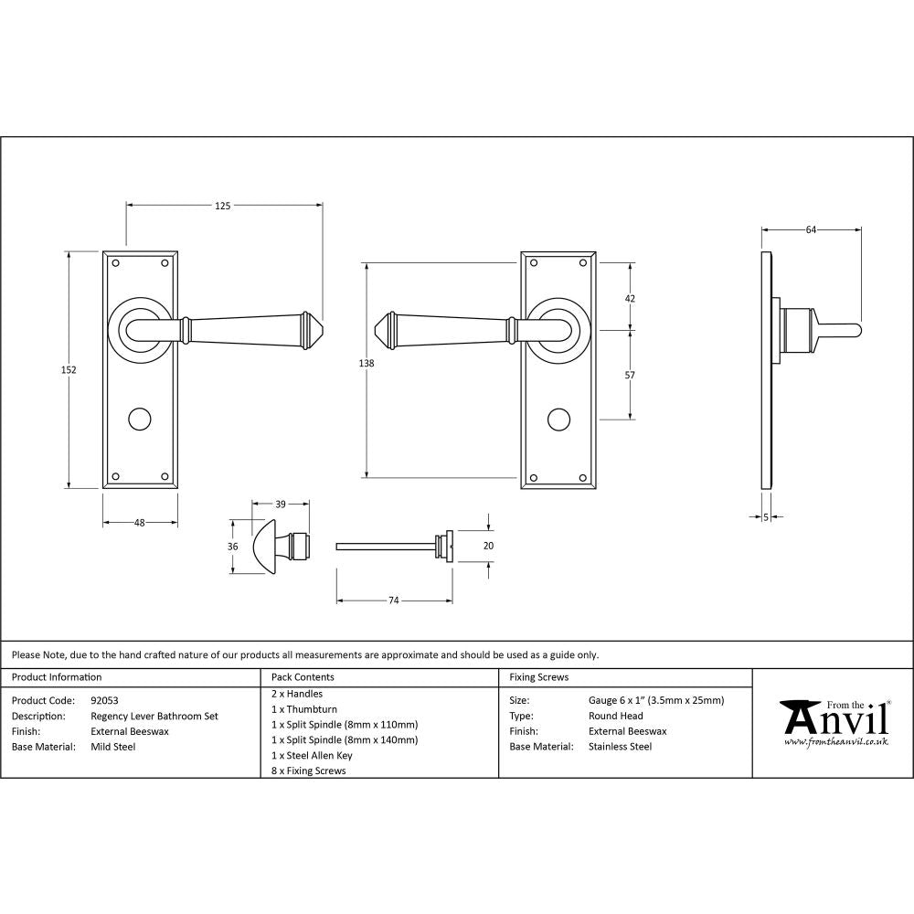 This is an image showing From The Anvil - External Beeswax Regency Lever Bathroom Set available from trade door handles, quick delivery and discounted prices