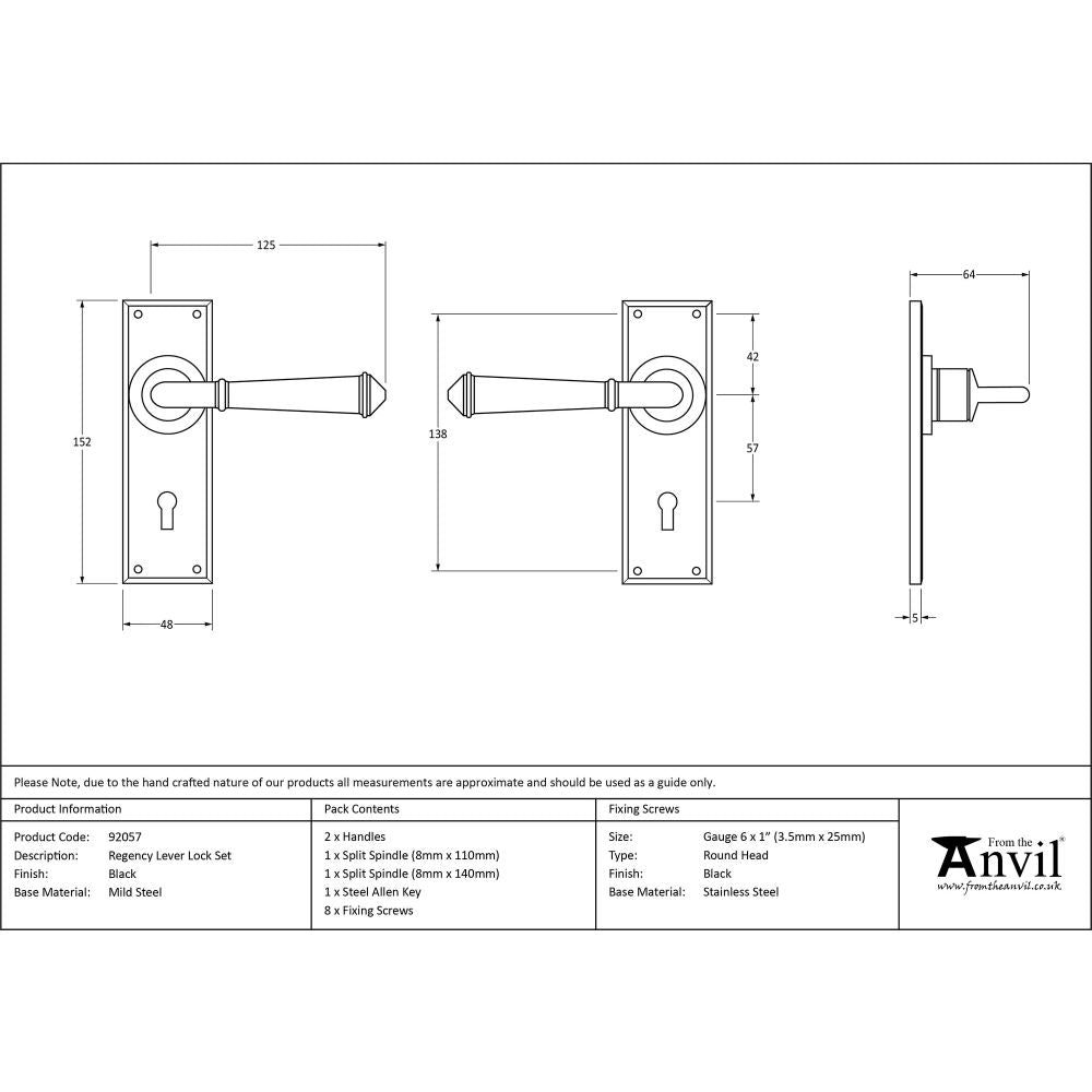 This is an image showing From The Anvil - Black Regency Lever Lock Set available from trade door handles, quick delivery and discounted prices