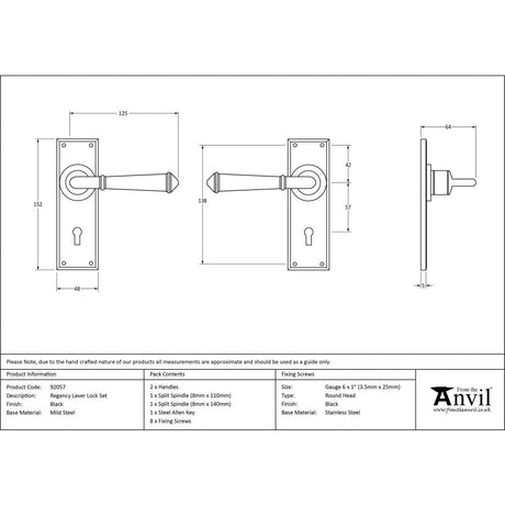 This is an image showing From The Anvil - Black Regency Lever Lock Set available from trade door handles, quick delivery and discounted prices