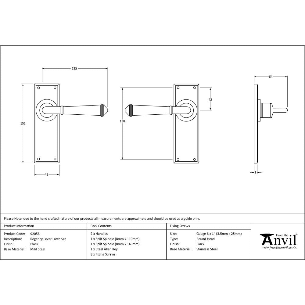 This is an image showing From The Anvil - Black Regency Lever Latch Set available from trade door handles, quick delivery and discounted prices