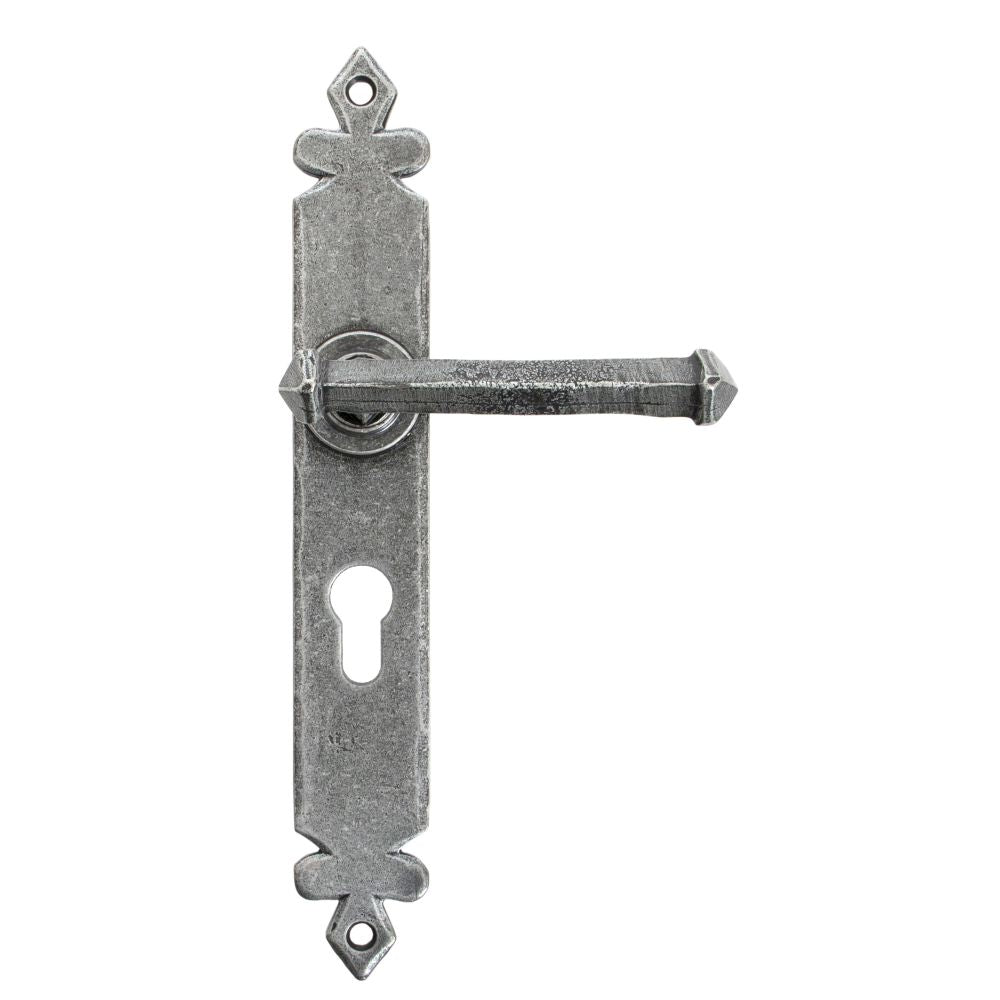 This is an image of From The Anvil - Pewter Tudor Lever Euro Lock Set available to order from T.H Wiggans Architectural Ironmongery in Kendal, quick delivery and discounted prices.