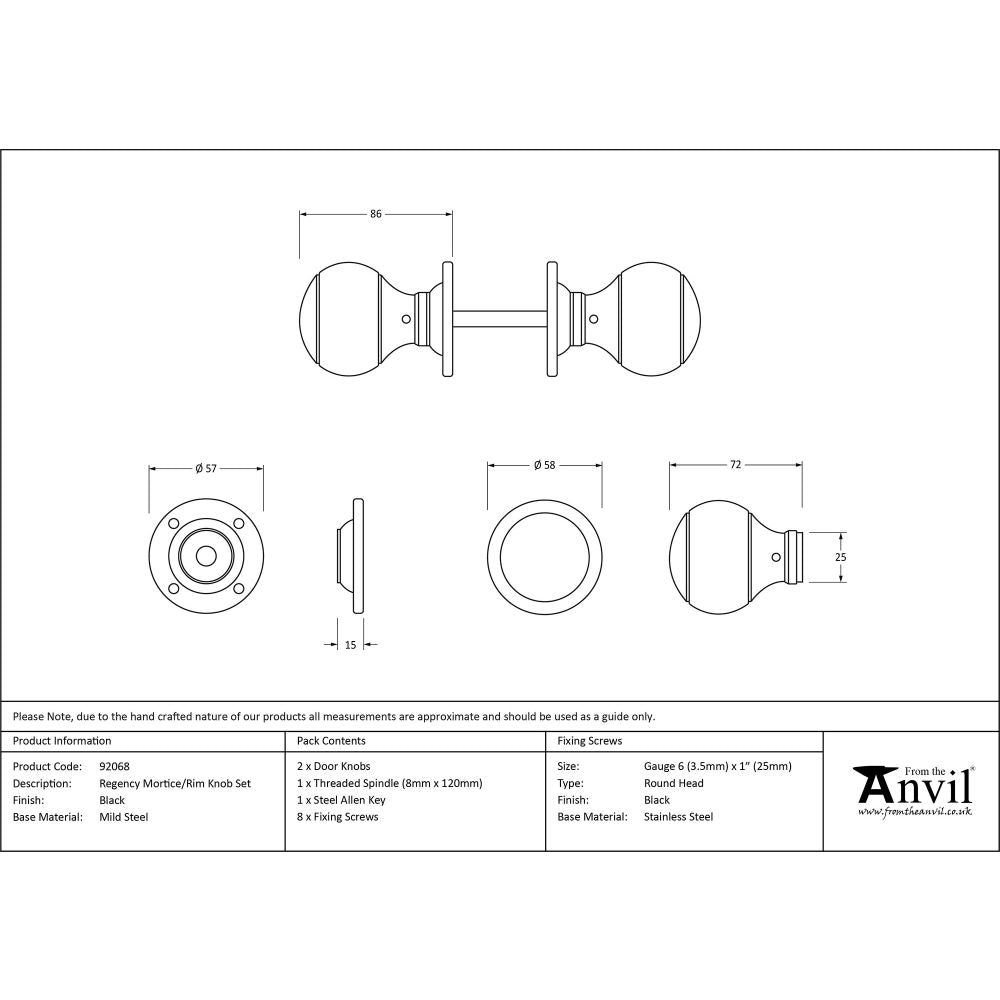 This is an image showing From The Anvil - Black Regency Mortice/Rim Knob Set available from trade door handles, quick delivery and discounted prices