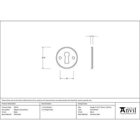 This is an image showing From The Anvil - Black Regency Escutcheon available from trade door handles, quick delivery and discounted prices