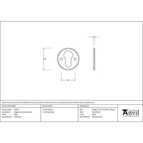 This is an image showing From The Anvil - Black Regency Euro Escutcheon available from trade door handles, quick delivery and discounted prices