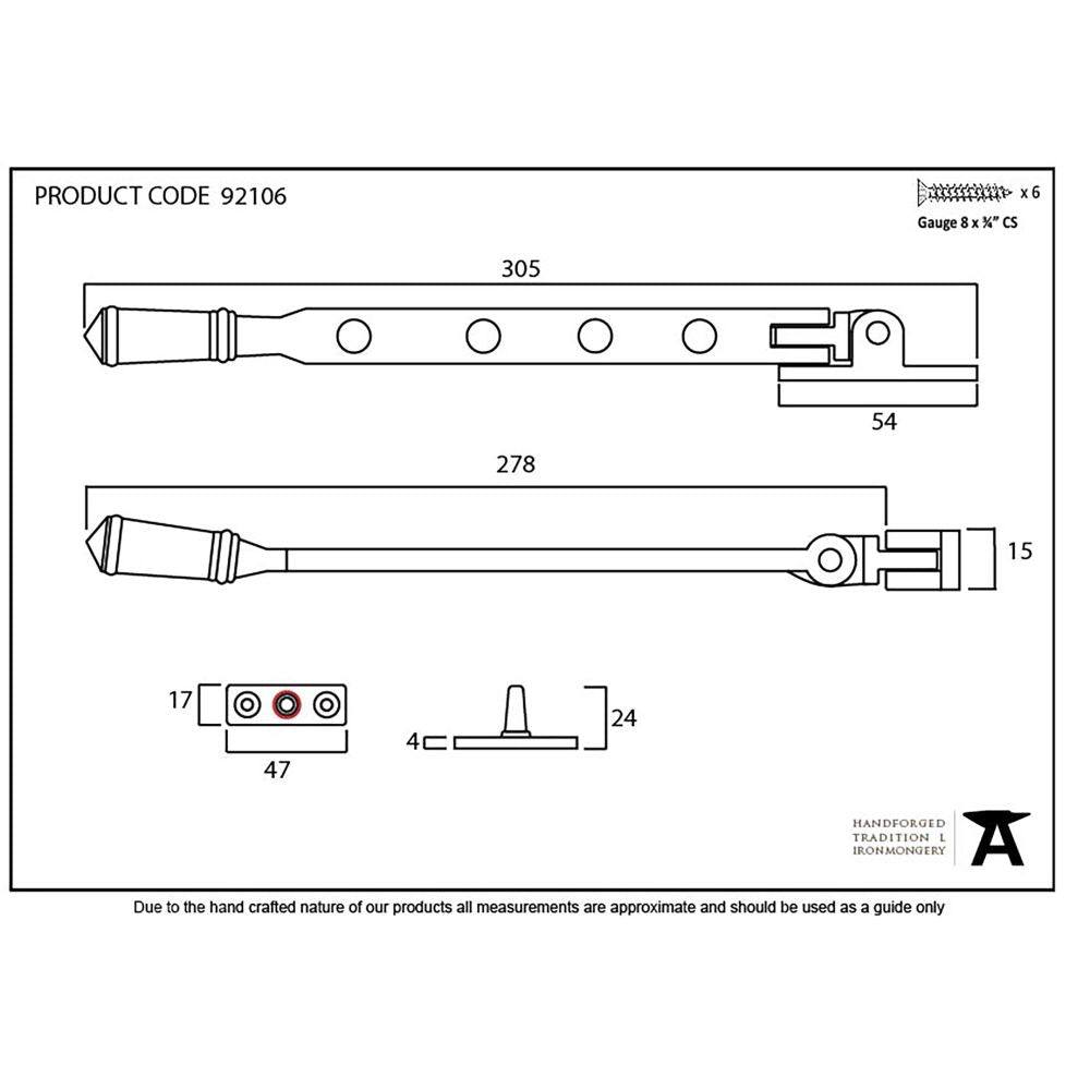 This is an image showing From The Anvil - Black 10" Regency Stay available from T.H Wiggans Architectural Ironmongery in Kendal, quick delivery and discounted prices