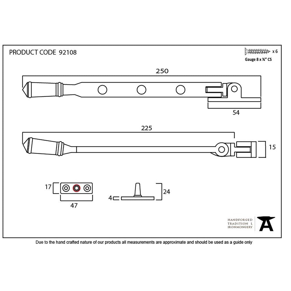 This is an image showing From The Anvil - External Beeswax 8" Regency Stay available from T.H Wiggans Architectural Ironmongery in Kendal, quick delivery and discounted prices