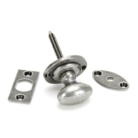 This is an image showing From The Anvil - Pewter Oval Rack Bolt available from T.H Wiggans Architectural Ironmongery in Kendal, quick delivery and discounted prices