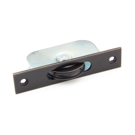 This is an image showing From The Anvil - Aged Bronze Square Ended Sash Pulley 75kg available from T.H Wiggans Architectural Ironmongery in Kendal, quick delivery and discounted prices