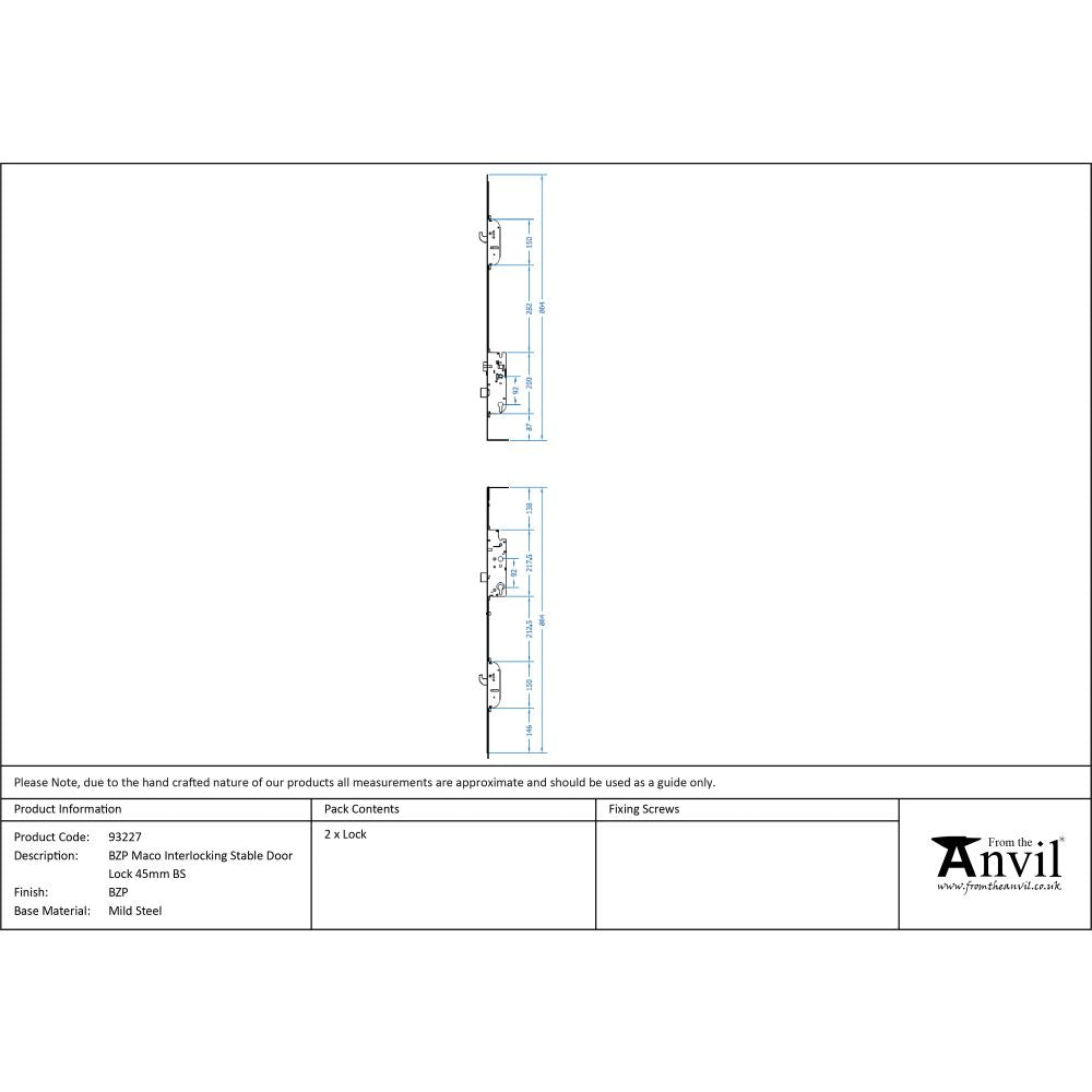 This is an image showing From The Anvil - BZP Maco Interlocking Stable Door Lock 45mm BS available from T.H Wiggans Architectural Ironmongery in Kendal, quick delivery and discounted prices