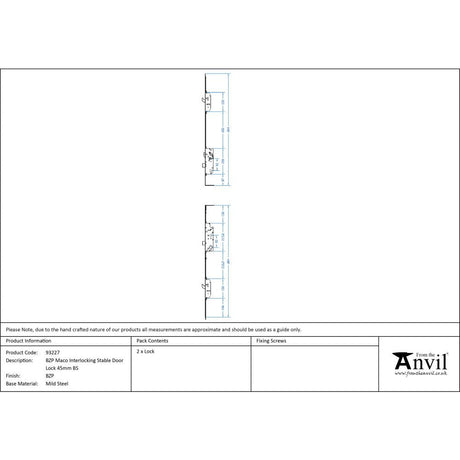 This is an image showing From The Anvil - BZP Maco Interlocking Stable Door Lock 45mm BS available from T.H Wiggans Architectural Ironmongery in Kendal, quick delivery and discounted prices