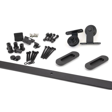 This is an image of From The Anvil - 100kg Black (Top Mount) Sliding Door Hardware Kit (2m Track) available to order from T.H Wiggans Architectural Ironmongery in Kendal, quick delivery and discounted prices.