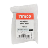 This is an image showing TIMCO Window Rack Bolts - Polished Chrome - 42mm - 2 Pieces Bag available from T.H Wiggans Ironmongery in Kendal, quick delivery at discounted prices.
