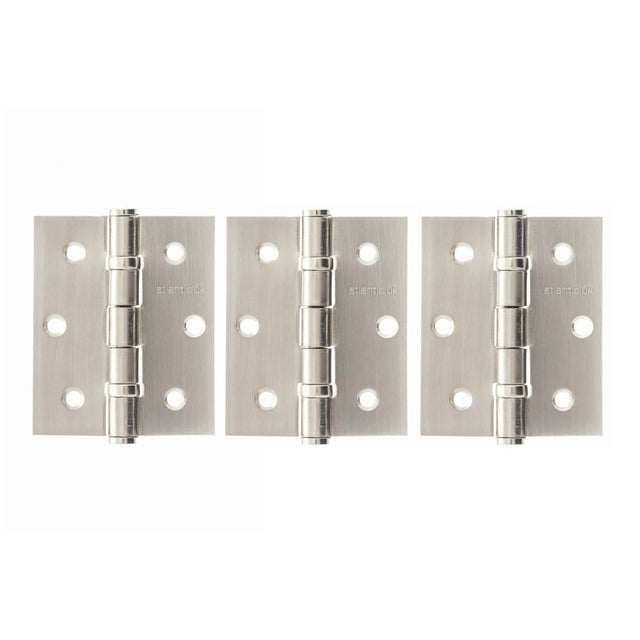 This is an image of Atlantic Ball Bearing Hinges 3" x 2.5" x 2.5mm set of 3 - Satin Nickel available to order from T.H Wiggans Architectural Ironmongery in Kendal