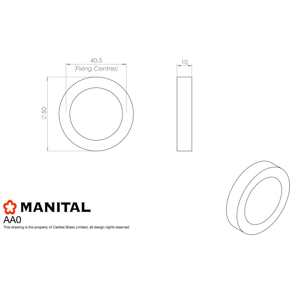 This image is a line drwaing of a Manital - Blank Escutcheon - Polished Chrome available to order from Trade Door Handles in Kendal