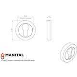 This image is a line drwaing of a Manital - Euro Profile Escutcheon - Satin Nickel available to order from Trade Door Handles in Kendal