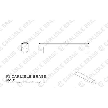 This image is a line drwaing of a Carlisle Brass - Cylinder Pattern Door Stop - without Rose - Satin Chrome available to order from Trade Door Handles in Kendal