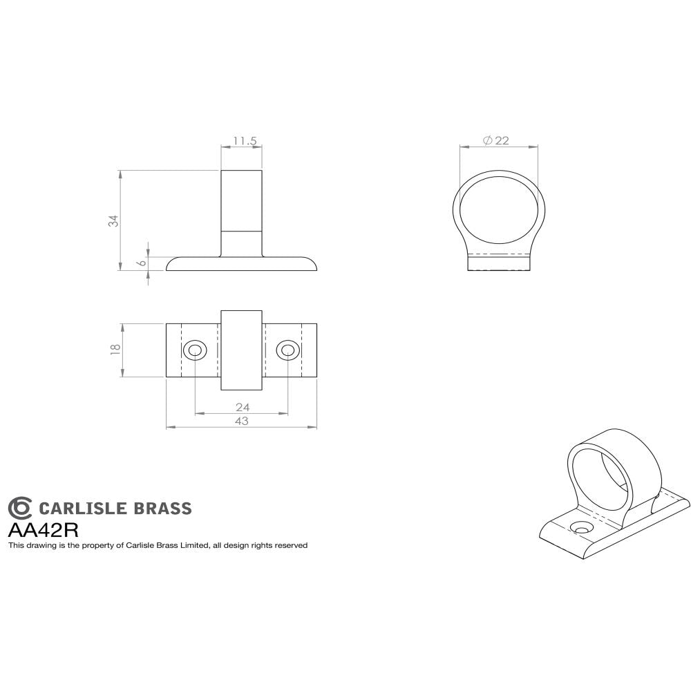 This image is a line drwaing of a Carlisle Brass - Ring Sash Lift Horizontal fit - Polished Chrome available to order from T.H Wiggans Architectural Ironmongery in Kendal in Kendal