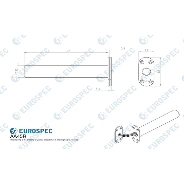 This is an image of Carlisle Brass - Concealed Chain Spring Door Closer Radius. - Polished Chrome available to order from T.H Wiggans Architectural Ironmongery in Kendal, quick delivery and discounted prices.