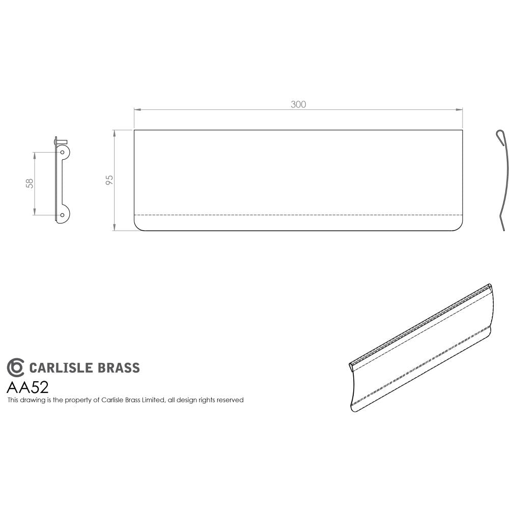 This image is a line drwaing of a Carlisle Brass - Letter Tidy 300 x 93mm - Polished Brass available to order from Trade Door Handles in Kendal