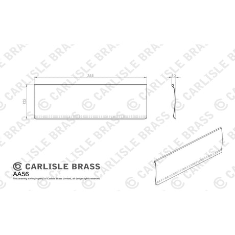 This image is a line drwaing of a Carlisle Brass - Letter Tidy 355 x 127mm - SSS/Polished Chrome available to order from Trade Door Handles in Kendal