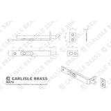 This image is a line drwaing of a Carlisle Brass - Sunk Slide Flush Bolt - Polished Brass available to order from Trade Door Handles in Kendal