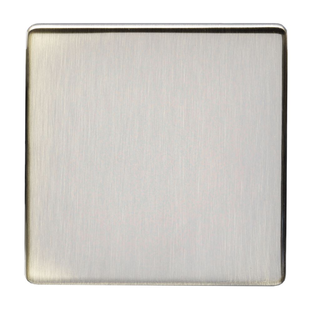 This is an image showing Eurolite Concealed 3mm Single Blank Plate - Antique Brass (With Black Trim) ab1bb available to order from T.H. Wiggans Ironmongery in Kendal, quick delivery and discounted prices.