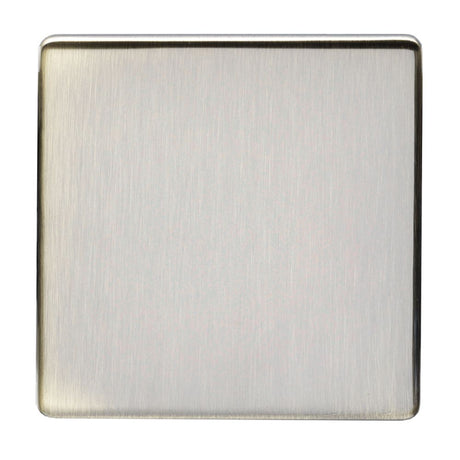 This is an image showing Eurolite Concealed 3mm Single Blank Plate - Antique Brass (With Black Trim) ab1bb available to order from T.H. Wiggans Ironmongery in Kendal, quick delivery and discounted prices.