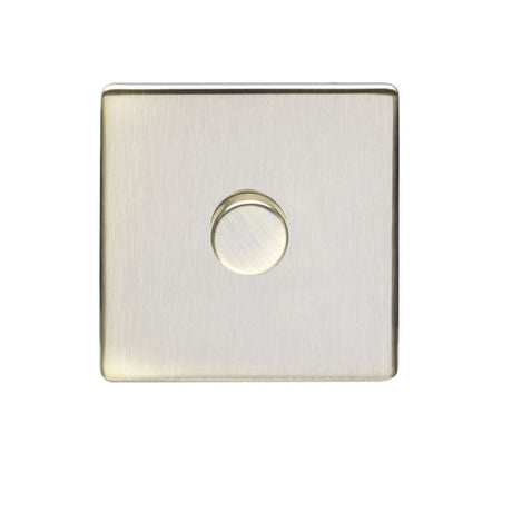 This is an image showing Eurolite Concealed 3mm 1 Gang Dimmer - Antique Brass (With Black Trim) ab1dled available to order from T.H. Wiggans Ironmongery in Kendal, quick delivery and discounted prices.