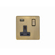 This is an image showing Eurolite Concealed 3mm 1 Gang USB Socket - Antique Brass (With Black Trim) ab1usbb available to order from T.H. Wiggans Ironmongery in Kendal, quick delivery and discounted prices.