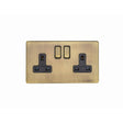 This is an image showing Eurolite Concealed 3mm 2 Gang Socket - Antique Brass (With Black Trim) ab2sob available to order from T.H. Wiggans Ironmongery in Kendal, quick delivery and discounted prices.
