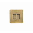 This is an image showing Eurolite Concealed 3mm 2 Gang Switch - Antique Brass (With Black Trim) ab2swb available to order from T.H. Wiggans Ironmongery in Kendal, quick delivery and discounted prices.
