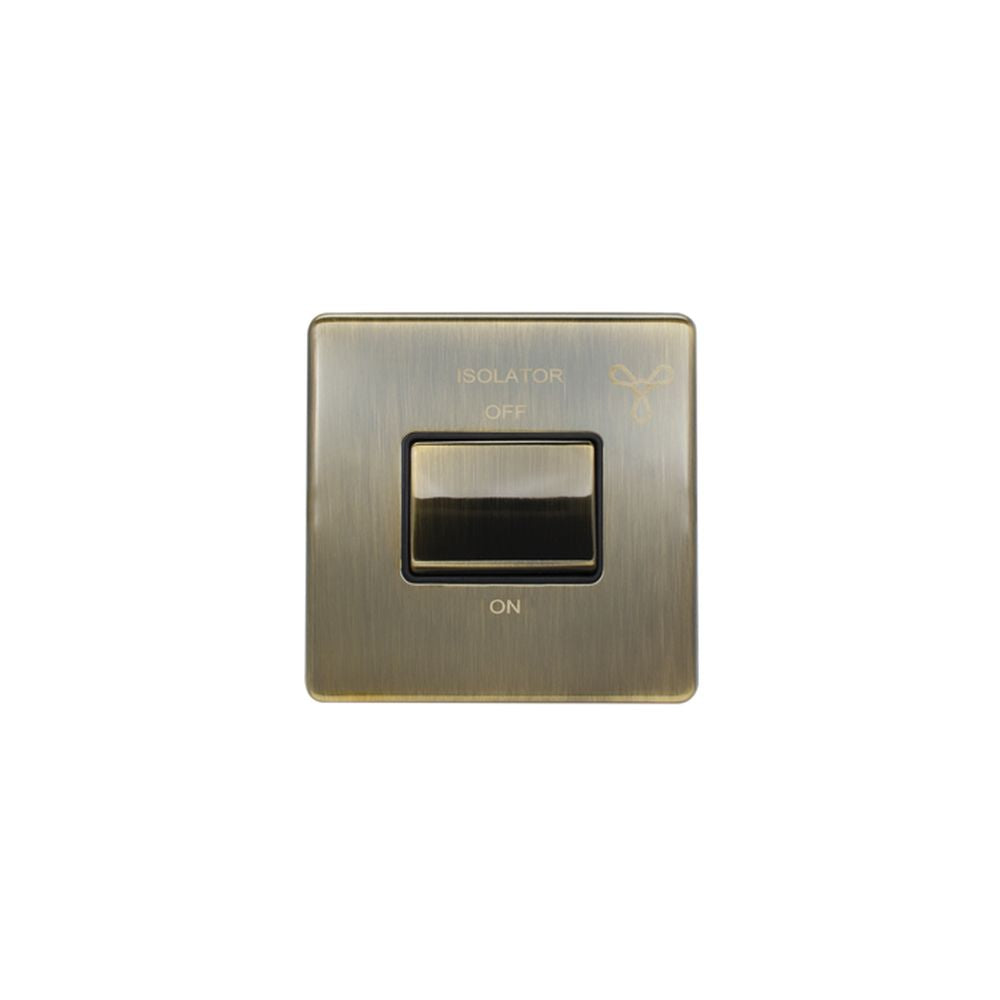 This is an image showing Eurolite Concealed 3mm Fan Switch - Antique Brass (With Black Trim) abfswb available to order from T.H. Wiggans Ironmongery in Kendal, quick delivery and discounted prices.