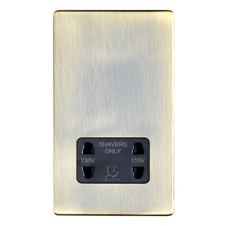 This is an image showing Eurolite Concealed 3mm Shaver Socket - Antique Brass (With Black Trim) abshsb available to order from T.H. Wiggans Ironmongery in Kendal, quick delivery and discounted prices.