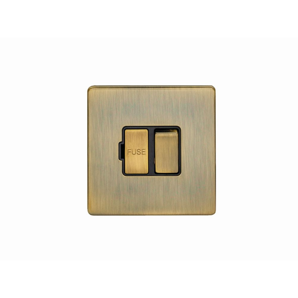 This is an image showing Eurolite Concealed 3mm Switched Fuse Spur - Antique Brass (With Black Trim) abswfb available to order from T.H. Wiggans Ironmongery in Kendal, quick delivery and discounted prices.
