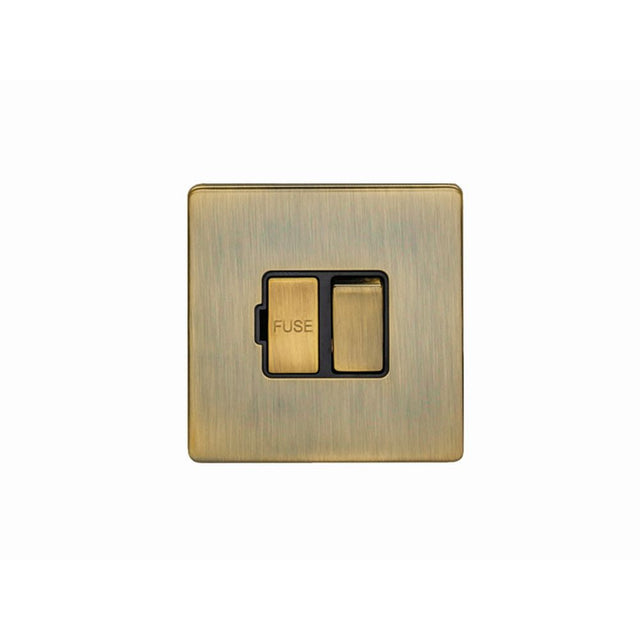 This is an image showing Eurolite Concealed 3mm Switched Fuse Spur - Antique Brass (With Black Trim) abswfb available to order from T.H. Wiggans Ironmongery in Kendal, quick delivery and discounted prices.