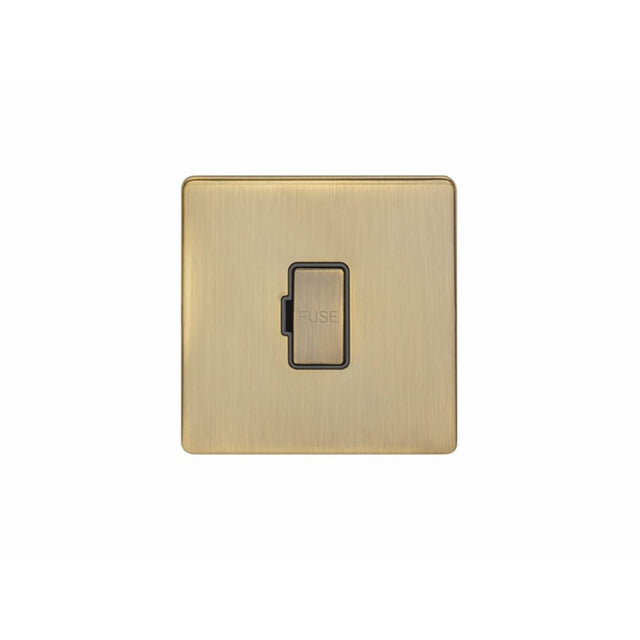 This is an image showing Eurolite Concealed 3mm Unswitched Fuse Spur - Antique Brass (With Black Trim) abuswfb available to order from T.H. Wiggans Ironmongery in Kendal, quick delivery and discounted prices.
