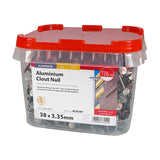 This is an image showing TIMCO Clout Nails - Aluminium - 38 x 3.35 - 1 Kilograms TIMtub available from T.H Wiggans Ironmongery in Kendal, quick delivery at discounted prices.