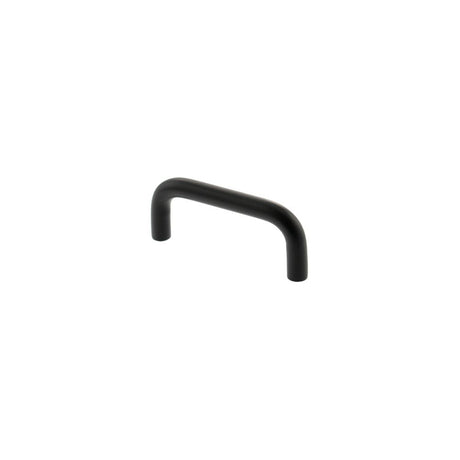 This is an image of Atlantic D Cabinet Pull Handle 65mm x 8mm - Matt Black available to order from Trade Door Handles.