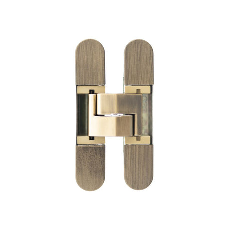 This is an image of AGB Eclipse Fire Rated Adjustable Concealed Hinge - Matt Antique Brass available to order from T.H Wiggans Architectural Ironmongery in Kendal.